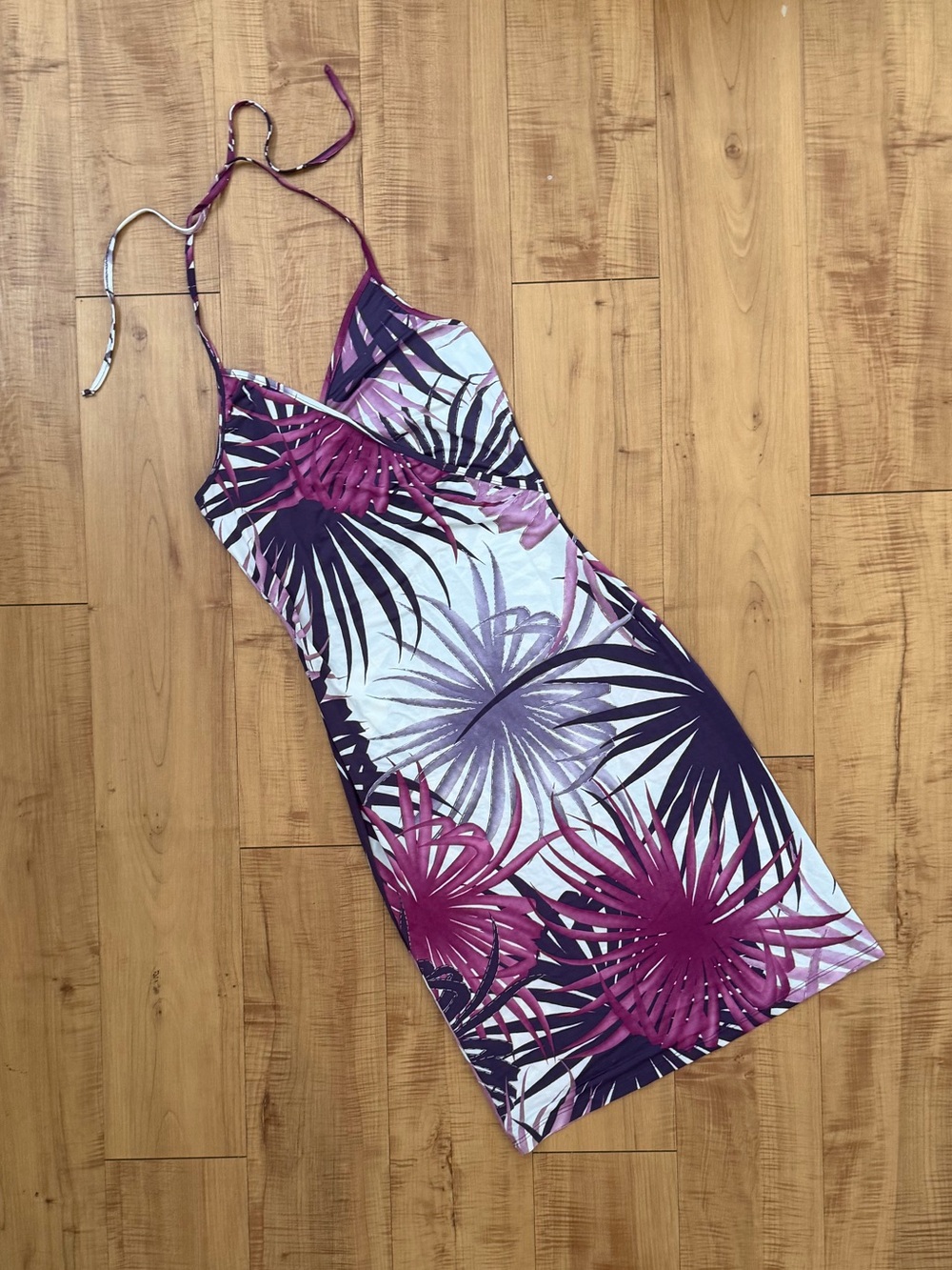 Floral Palm Bohemian Halter Wrap Midi Dress Vintage Y2K